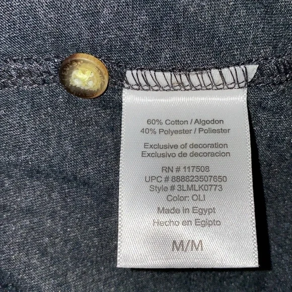 LEVI’S LEVI STRAUSS & CO henley style longsleeve crewneck charcoal gray NEW SZ M - Picture 7 of 10